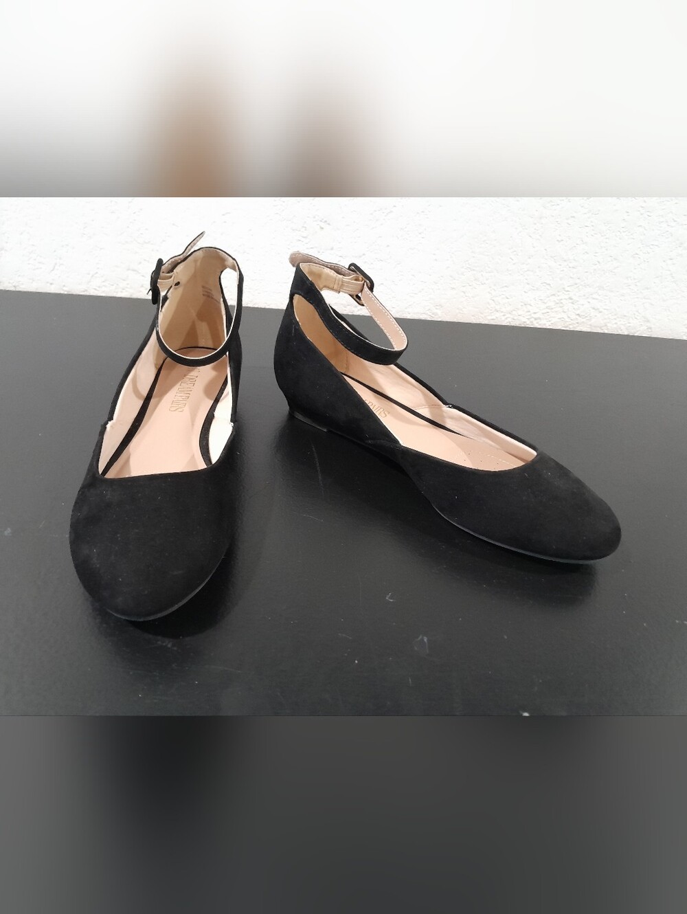 Dream Pairs Black Ankle Strap D’Orsay Flats Size 8.5 New